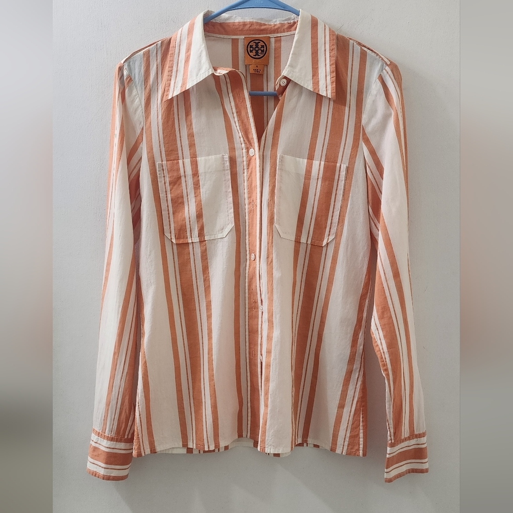 Tory Burch Striped Blouse, Size‎ 6, Cotton.